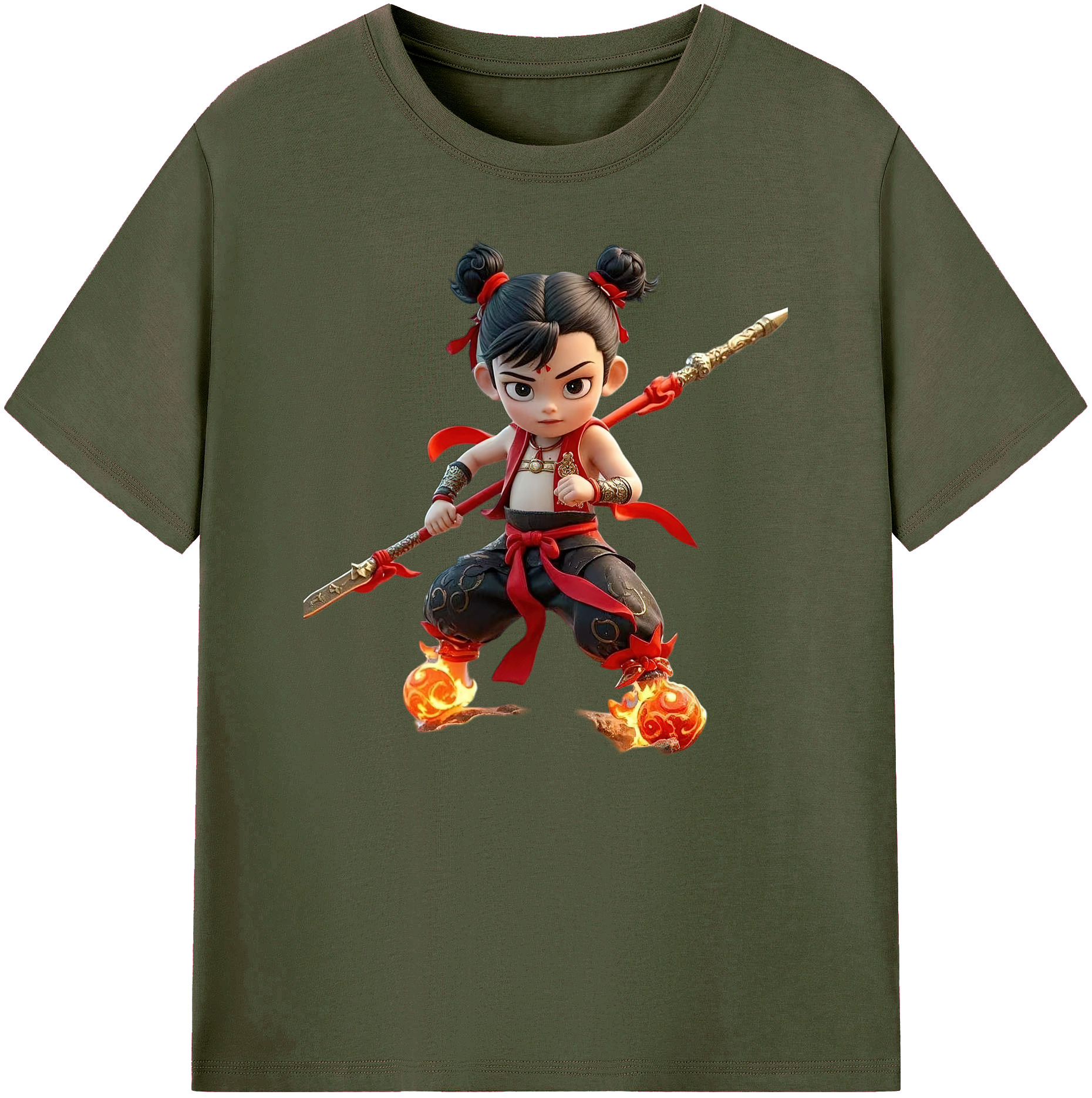 （画像用） Ne Zha 2 ナタ 魔童の大暴れ 綿100％ メンズ半袖Tシャツ｜肌触りやわらか＆通気性